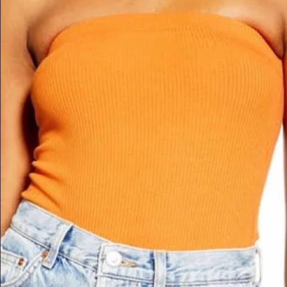 yellow ribbed tube top from brandy melville